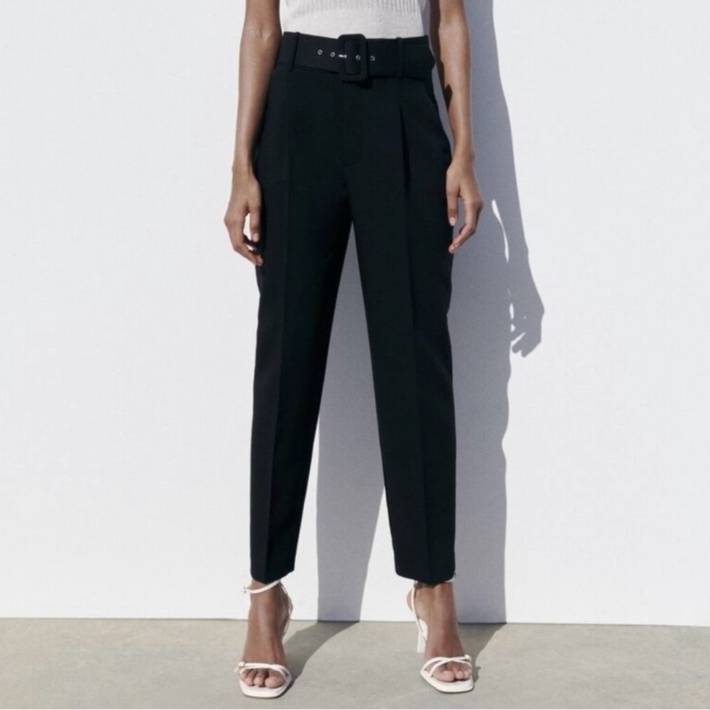 ZARA Black Belted Pants